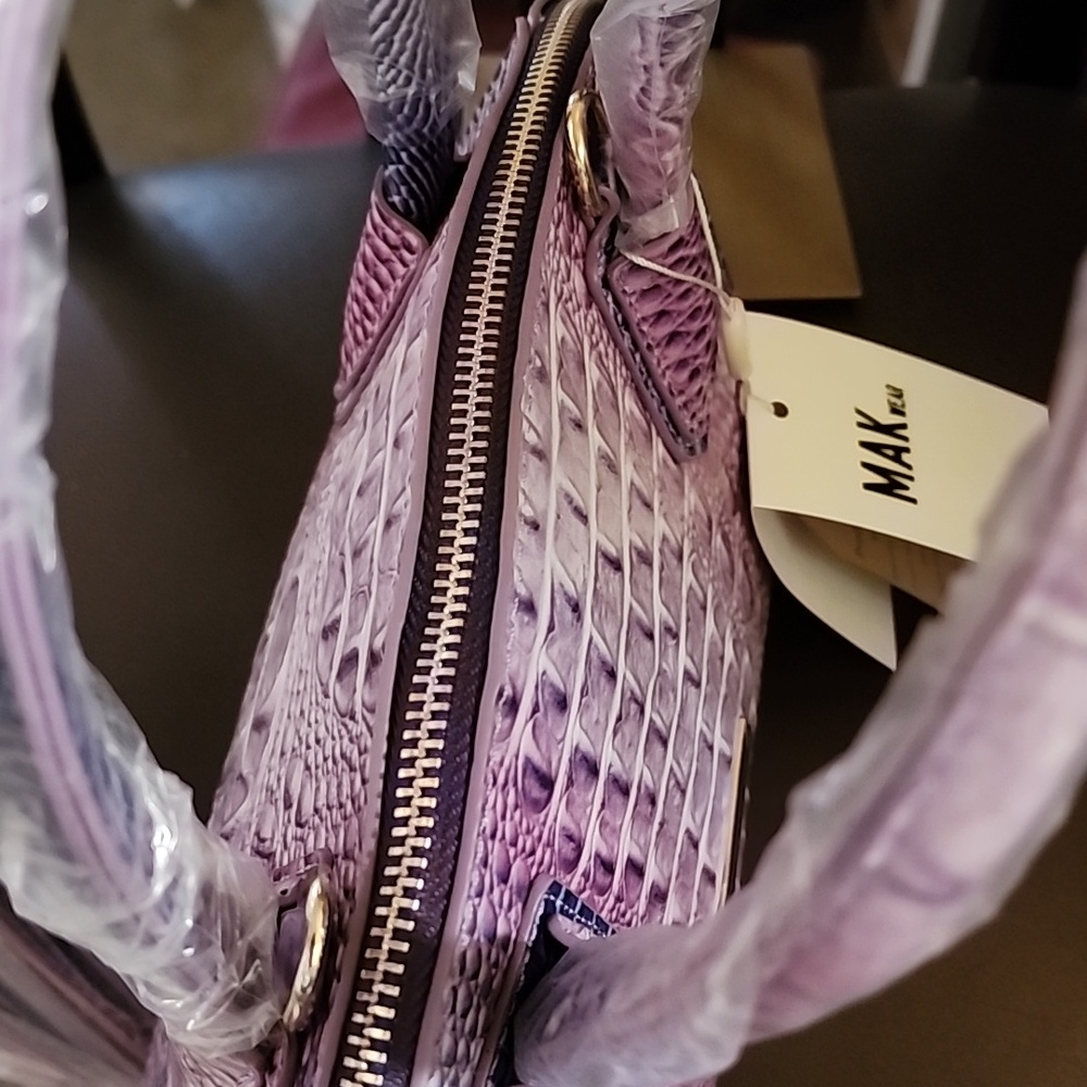 MAK Purple Ombre CrocEmbossed Vegan Leather Satchel W/crossbody Nwt Brahmin LIKE - Picture 6 of 7